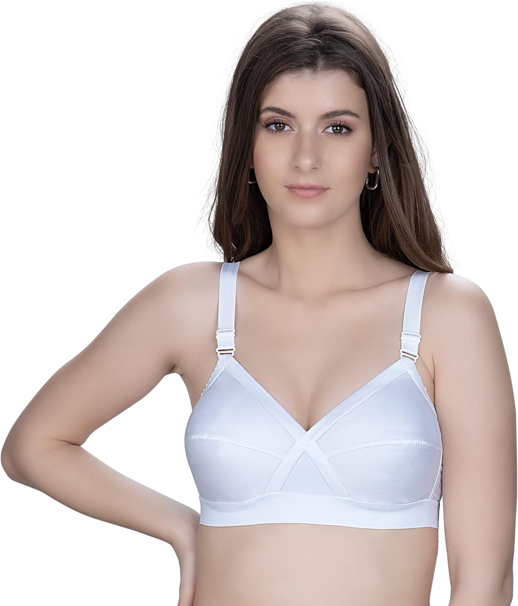 MARZ by Riza K-001 Women's Pure Cotton Non-Wired Non-Padded Adjustable Straps Bra (Multicolored)