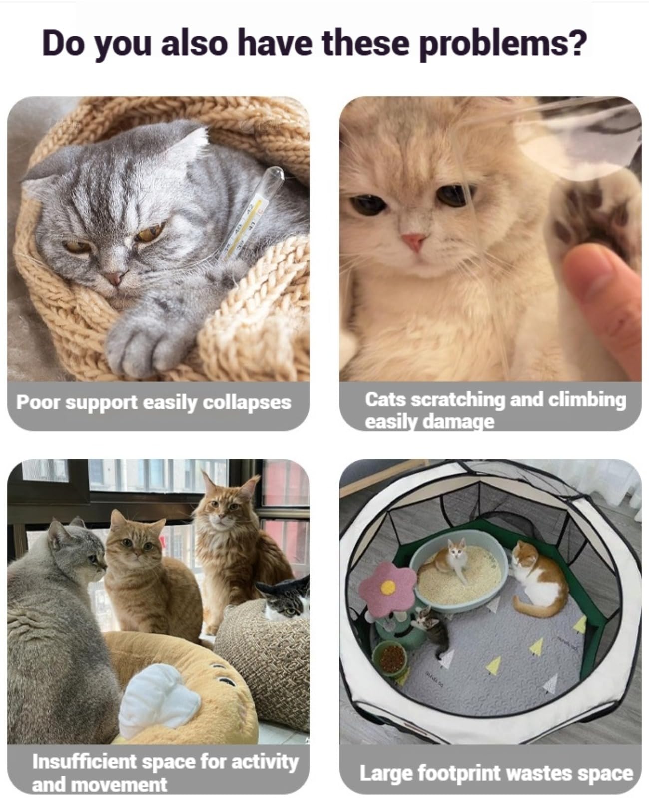 Genérico Parque para Gatos | Caseta Tienda y Corralito para Mascotas - Casa Plegable con Juguetes Interactivos Y Área De Ejercicio para Gatitos, Cachorros Y Mascotas Pequeñas En Viaje Y Exterior