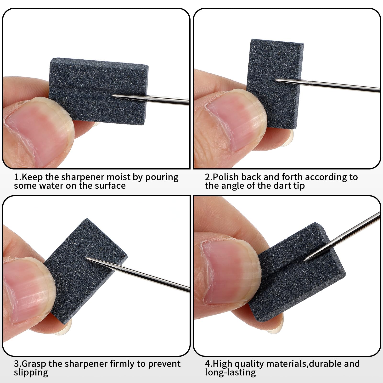 Yuanchu Dartpuntenslijper – 4 Stuks, Natuursteen, Voor Stalen Darts, Compact En Slijtvast