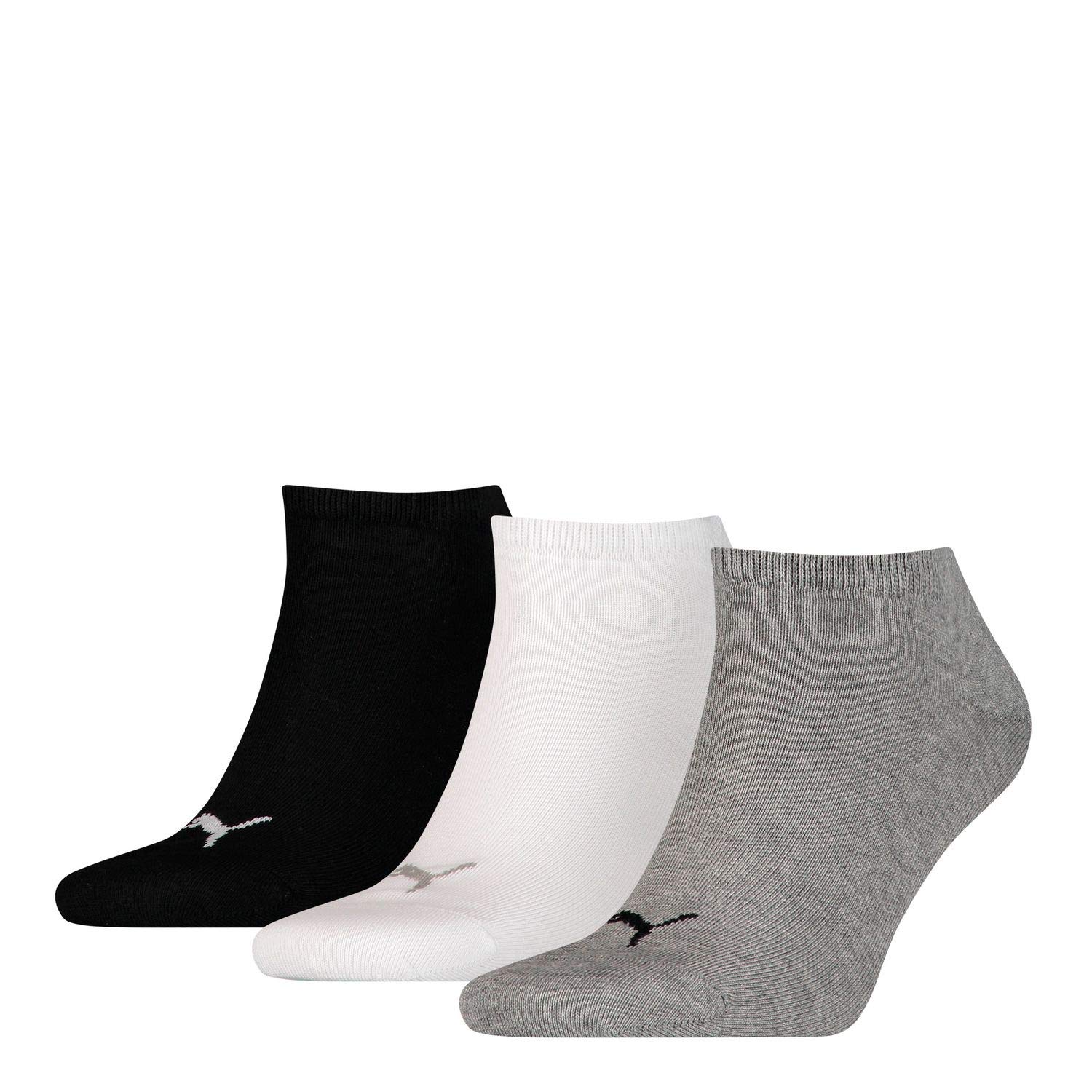 PUMA Unisex Sneaker Socks 3 Pair Pack gray white black 9 11 UK, Grey/White/Black, 11-Sep UK, one size