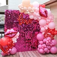 Vista 29 de 36 Panels Giltter Wall Backdrop Pink Shimmer Wall Backdrop for Party Wedding Birthday Engagement Bachelorette Parties Anniversary Decoration