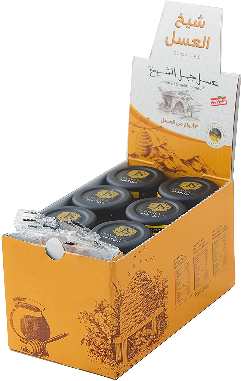 JS Honey - 100% Natural Honey 25g Jar Pure Honey Healthy Good Source of Energy Rich in Antioxidants and Vitamins No Artificial Flavor - Case Pack of 108 pieces