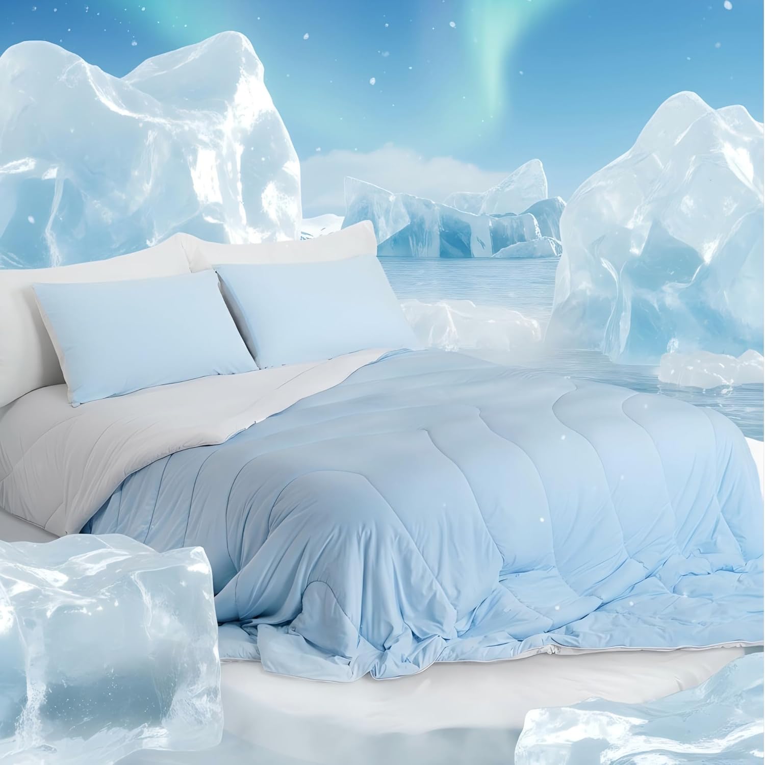 Cooling Comforter Queen Size, Double-Sided Cool Touch Cooling Blanket for Hot Sleepers, Q-Max 0.4 Summer Breathable Cooling Quilt, Oeko-TEX Certified