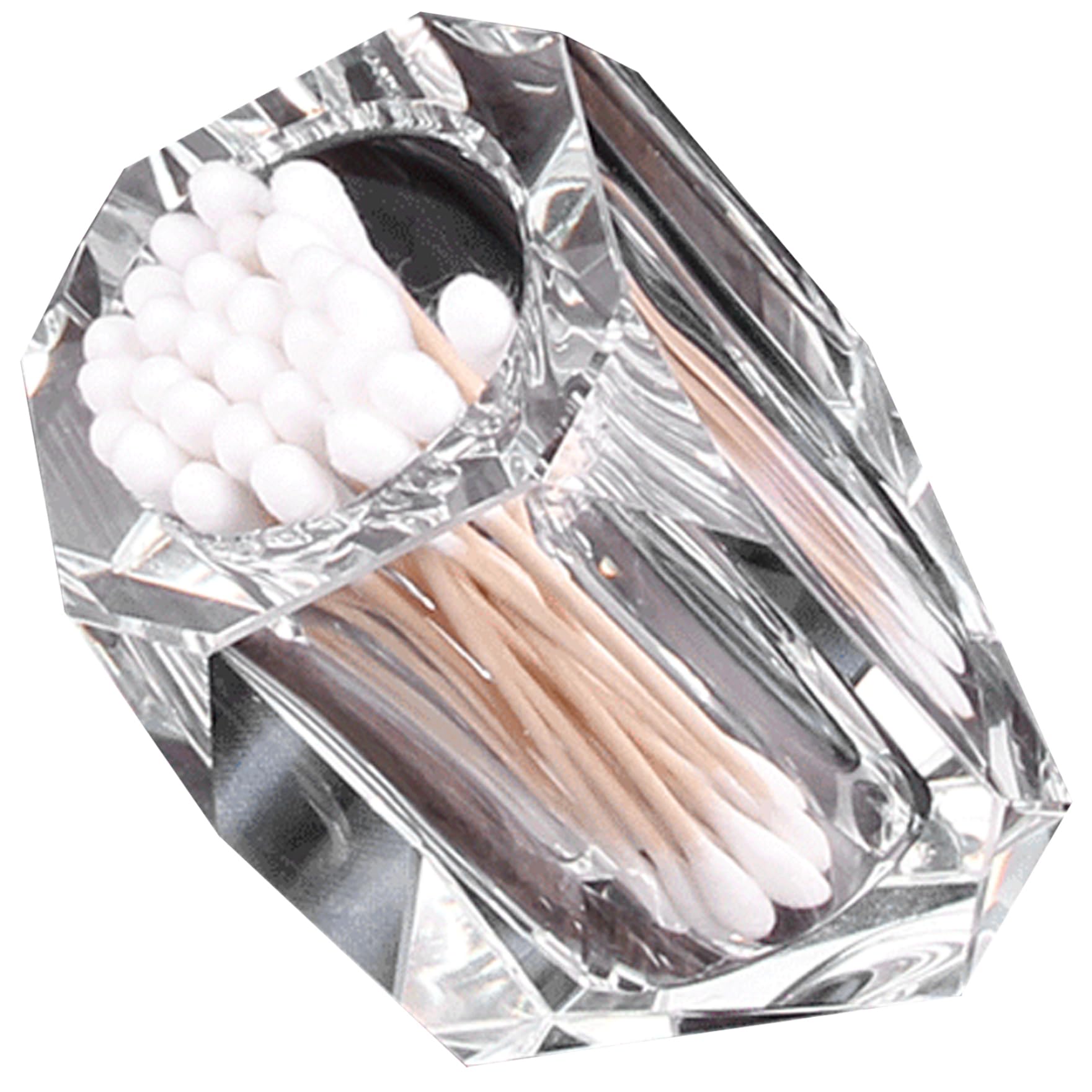 Licsaliwe Crystal Toothpick Holder, Elegant Glass Toothpick Dispenser Jar for Home & Kitchen, Decorative Tooth Pick Holders, Clear Crystal Glassware Organizer (3.2 inch)