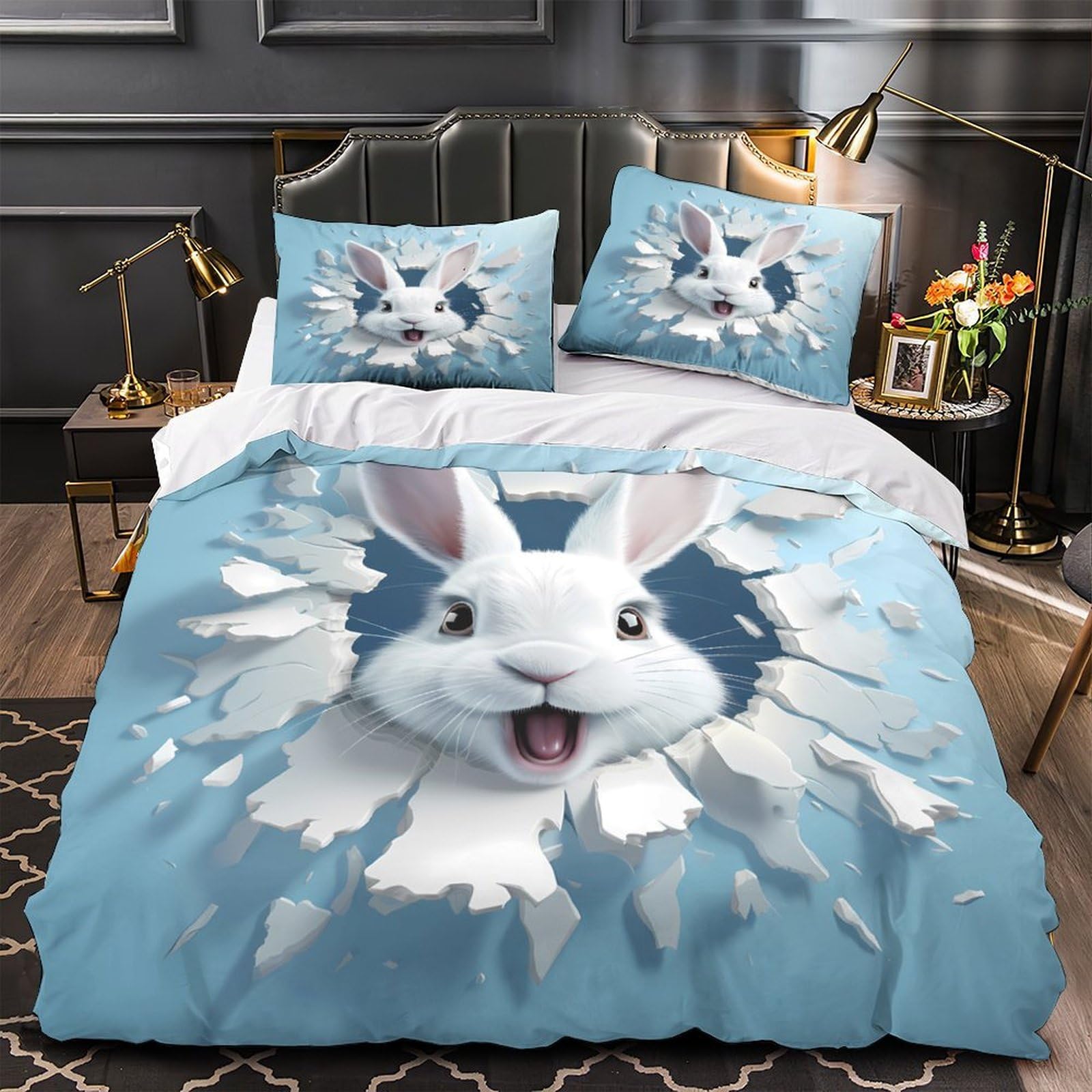 Housse de couette 260x220cm fermeture éclair lit super king 3D