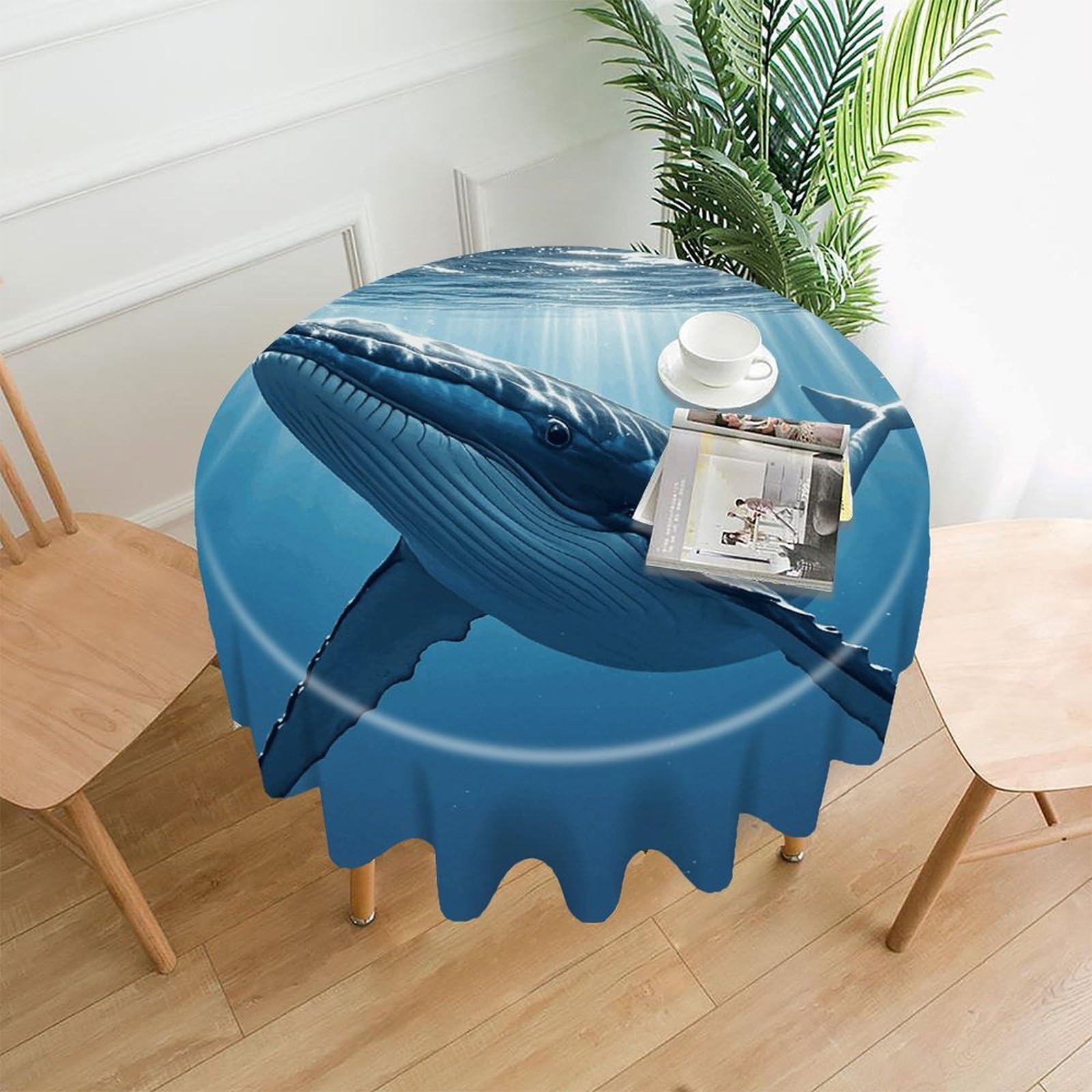LZQPOEAS Swimming Fish Png Tablecloth Decorative Round Table Cloth Wrinkle Resistant Round Tablecloth Washable Circle Table Cover for Kitchen Dining Party Wedding Camping 60 Inch