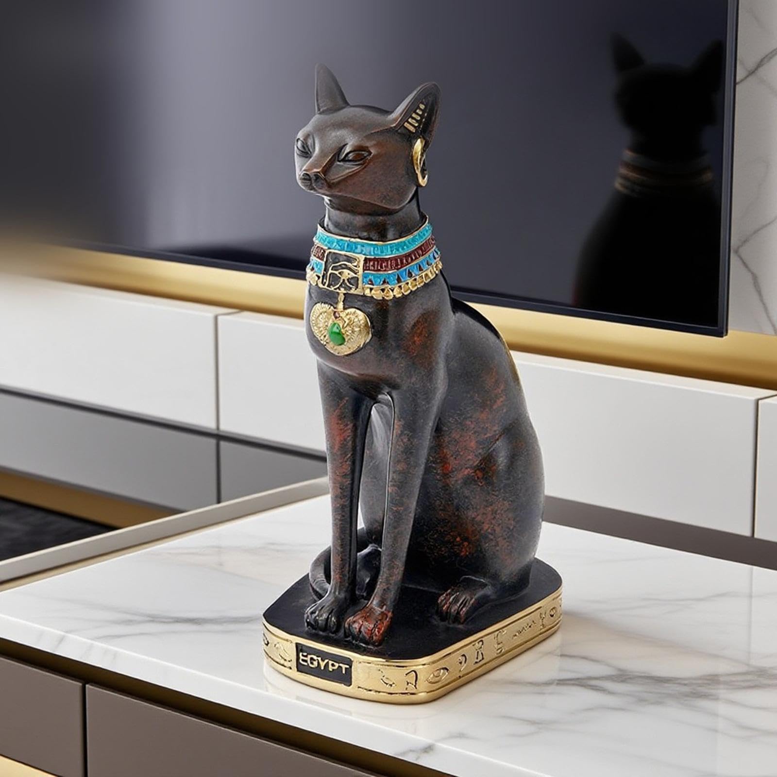 複製彫刻 ネックレスをしたバステト女神 猫 樹脂製 置物 美品 正規品 Amazon.co.jp: Generic 猫の女神バステト像樹脂コレクター古代子猫動物