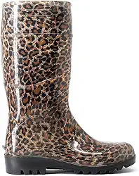 Bota Galocha Feminina Poá De Bolinha Cano Longo Preta Impermeável Leve