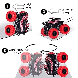 LONANDY Monster Truck Toys for Boys Age 4-7 - Friction Powered Car Toys for Kids Toddlers 3 4 5 6 Years, Push and Go Toy Cars Best Christmas Birthday Party Gift for Boys Girls 4 Pack