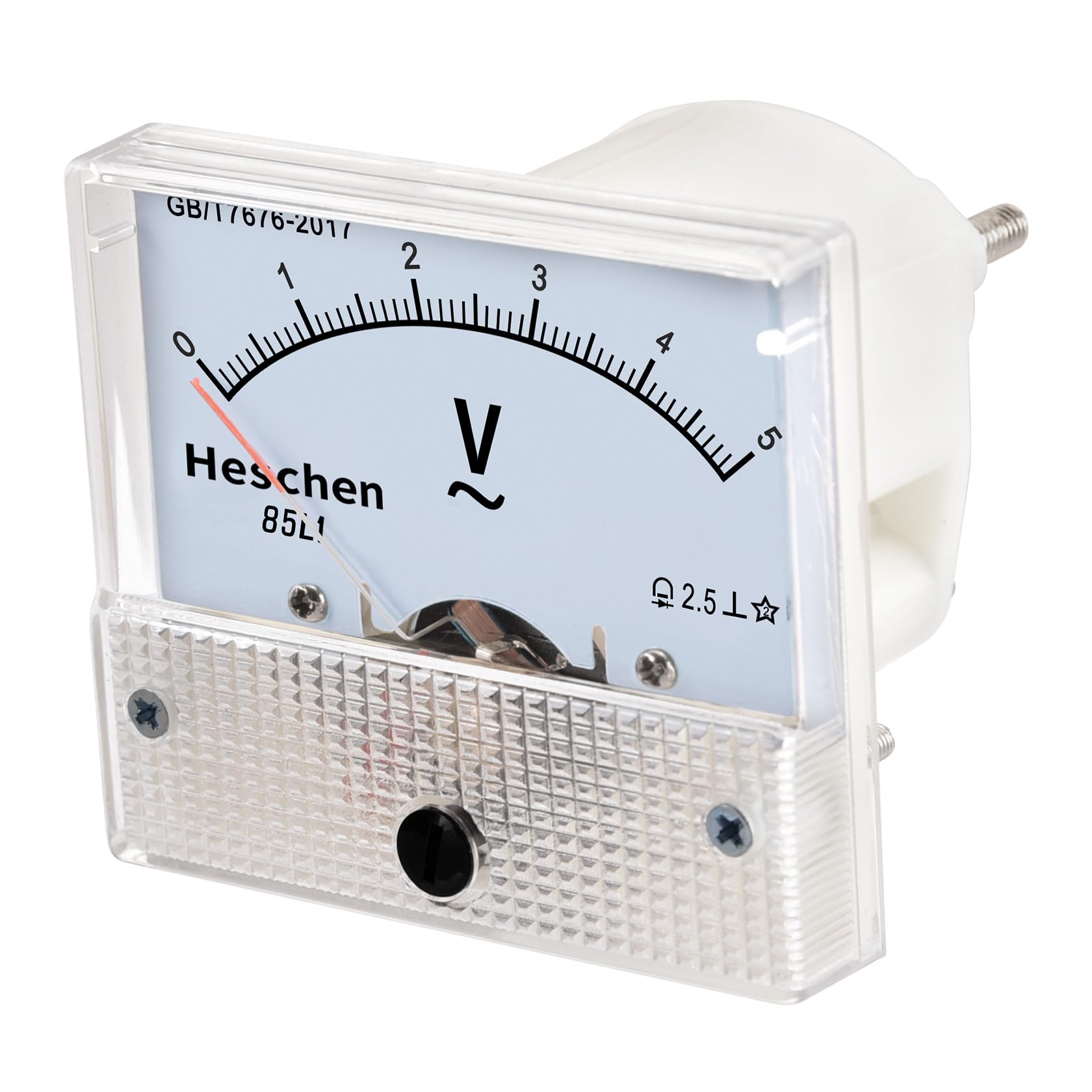 Heschen - Pannello rettangolare 85L1-5V da montare su voltmetro, CA 0 - 5 V, classe di precisione: 2,5%, colore bianco.