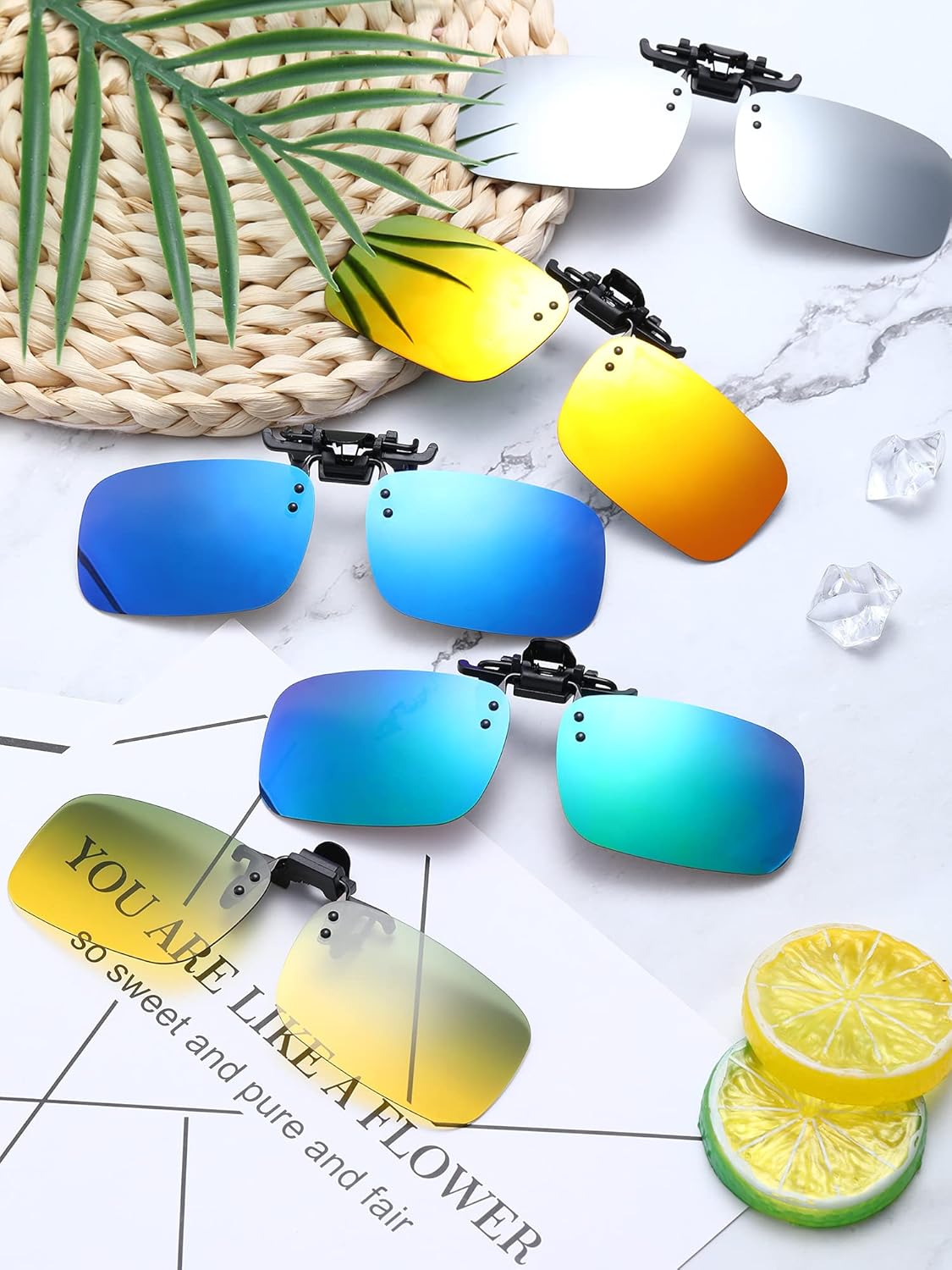Frienda 5 Pairs Polarized Clip On Sunglasses Rimless Flip Up Anti Glare Driving Glasses - Image 7