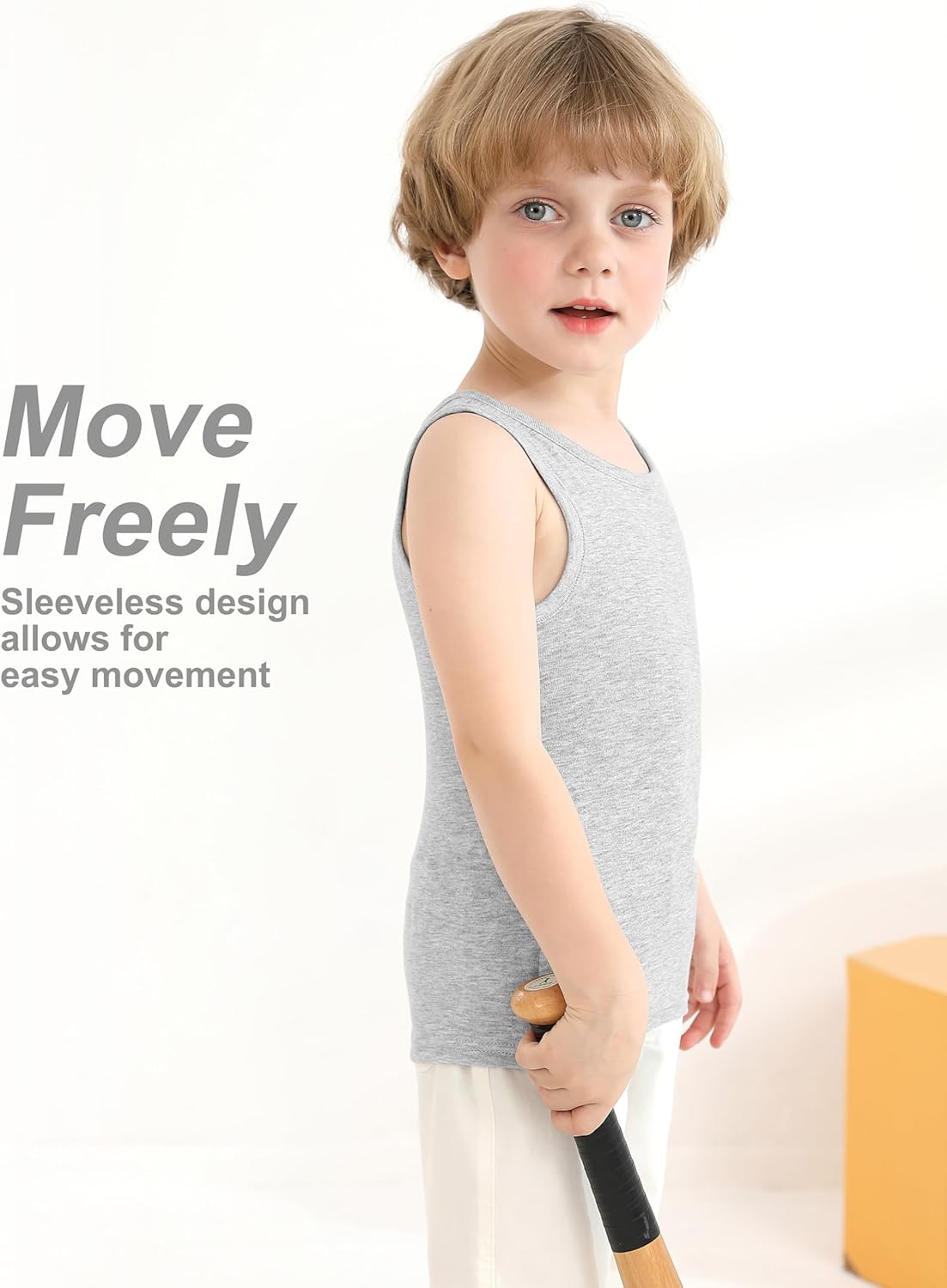 Poroka 4 Pack Toddler Tank Top Boys Cotton Tank Undershirt Kids Sleeveless Undershirts Soft Round Neck Tank Tops - Image 6