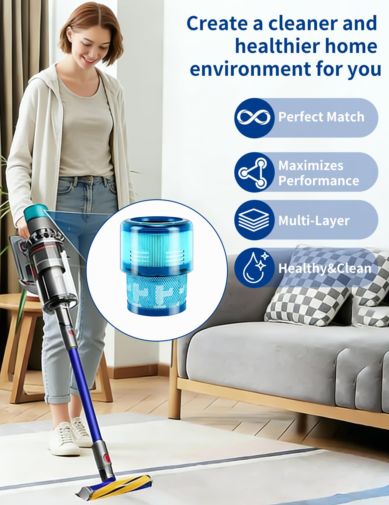 3 szt. Filtry zamienne HEPA kompatybilne z Dyson Gen5 Detect, Gen5 Outsize, modele SV23, SV24, filtr tylny do bezprzewodowego odkurzacza z narzędziem do czyszczenia