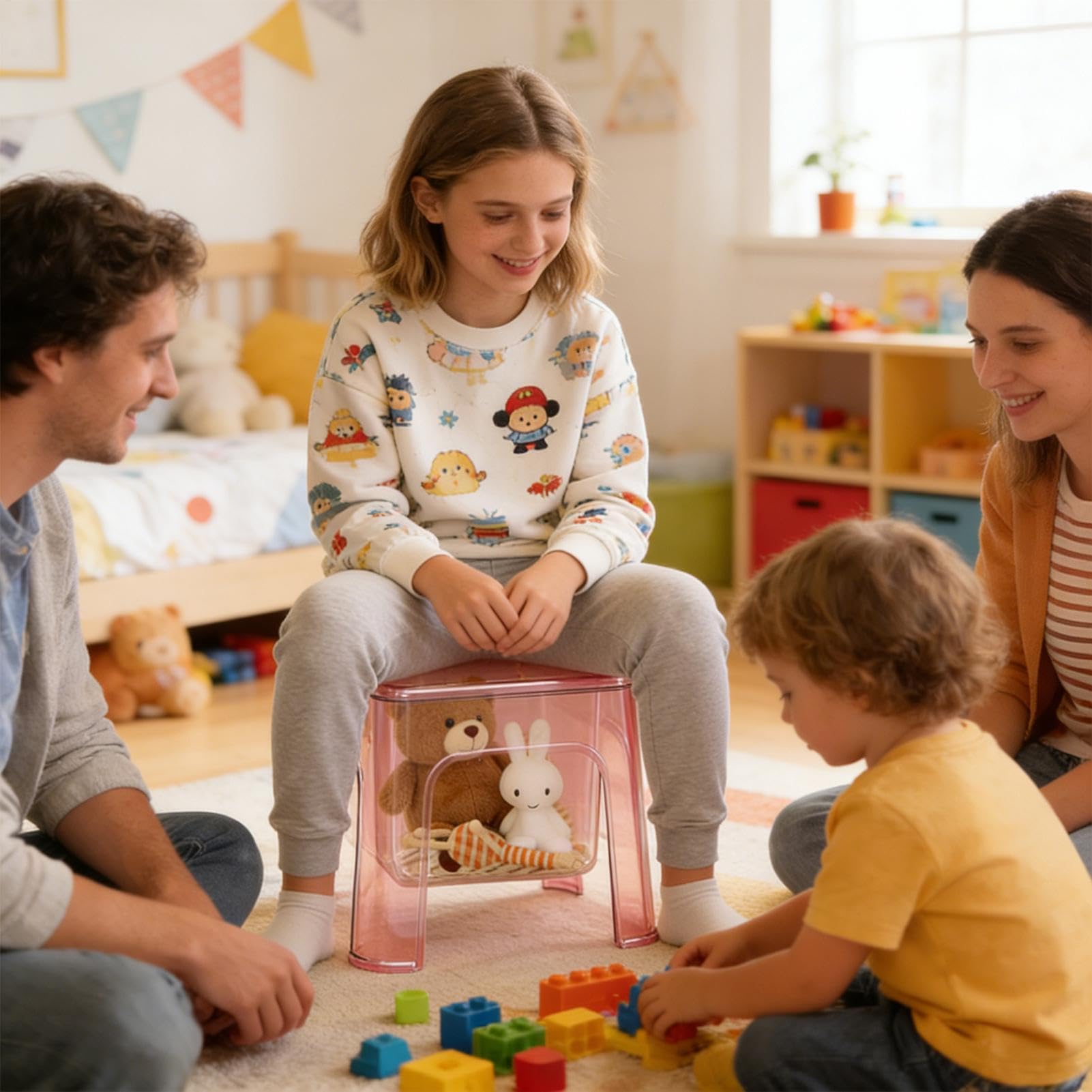 Generisch Taboret prysznicowy przezroczysty taboret łazienkowy z miejscem do przechowywania | Mała ławka prysznicowa do łazienki, kuchni, szafy, narożnika, do przechowywania w domu