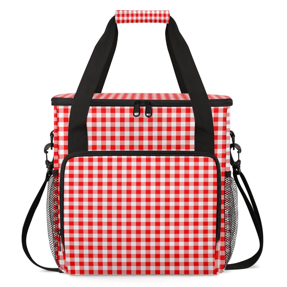 Orange Plaid Coffee Maker Carrying Bag, Portable Travel Storage Tote Bag Compatible with K-Mini or K-Mini Plus, Single Serve Coffee Brewer Carrying Case with Multiple Pockets & Shoulder Strap