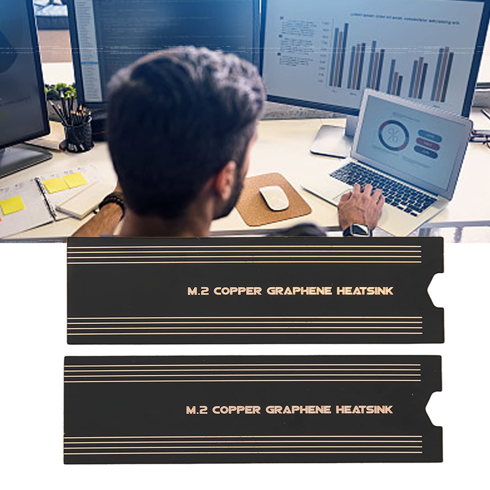 Dissipatore di Calore in Grafene SSD M.2, Grafene M.2 Rame di Raffreddamento del Disco Rigido a Stato Solido Nvme per PC Laptop, Adesivo di Raffreddamento per Custodia per Disco
