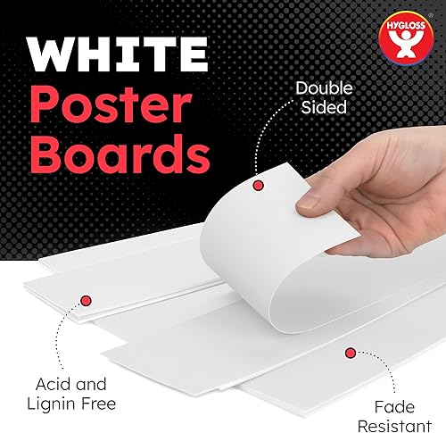 Miniatura 68 de Hygloss Tablero grande de póster de 22 x 28 pulgadas, 100 tableros de póster de colores neón surtidos a granel, 10 puntos de grosor, papel de póster