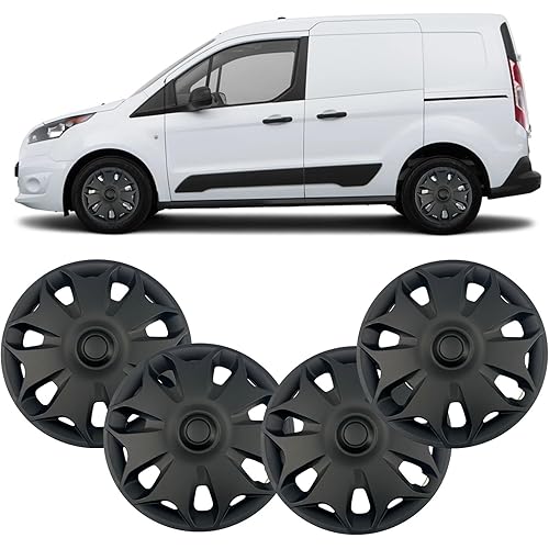 Hubcaps Wheel Covers 4pcs Black Snap-on Direct Replacement for Ford Transit Connect 2014-2023 with 16" Factory Wheel Replace # DT11-1130-EB,DT111130EB,DT1Z-1130-C,DT1Z1130C