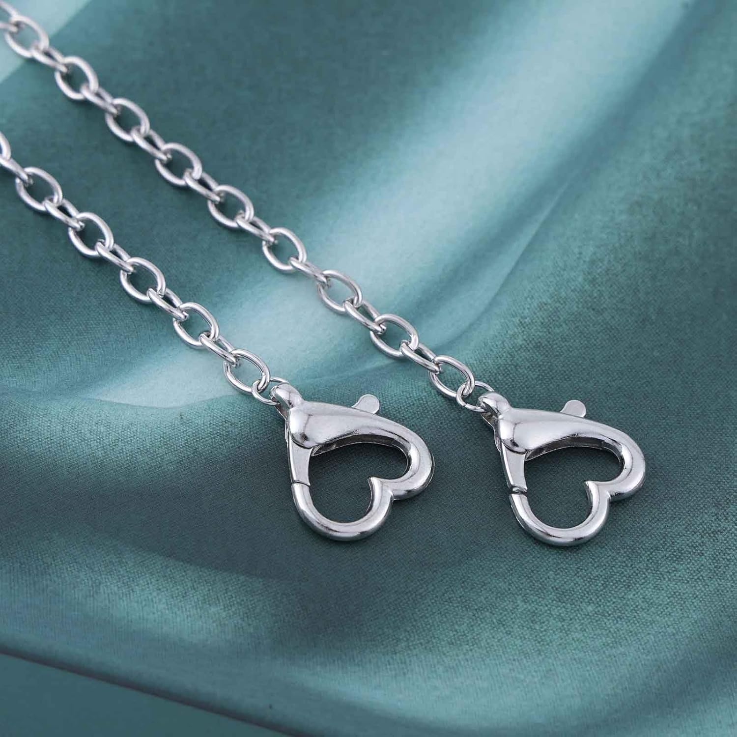 Andelaisi Punk Chunky Link Chain Necklace Double Heart Necklaces Thick Paperclip Chain Necklaces Choker Silver Open Heart Pendant Necklaces for Women - Image 6