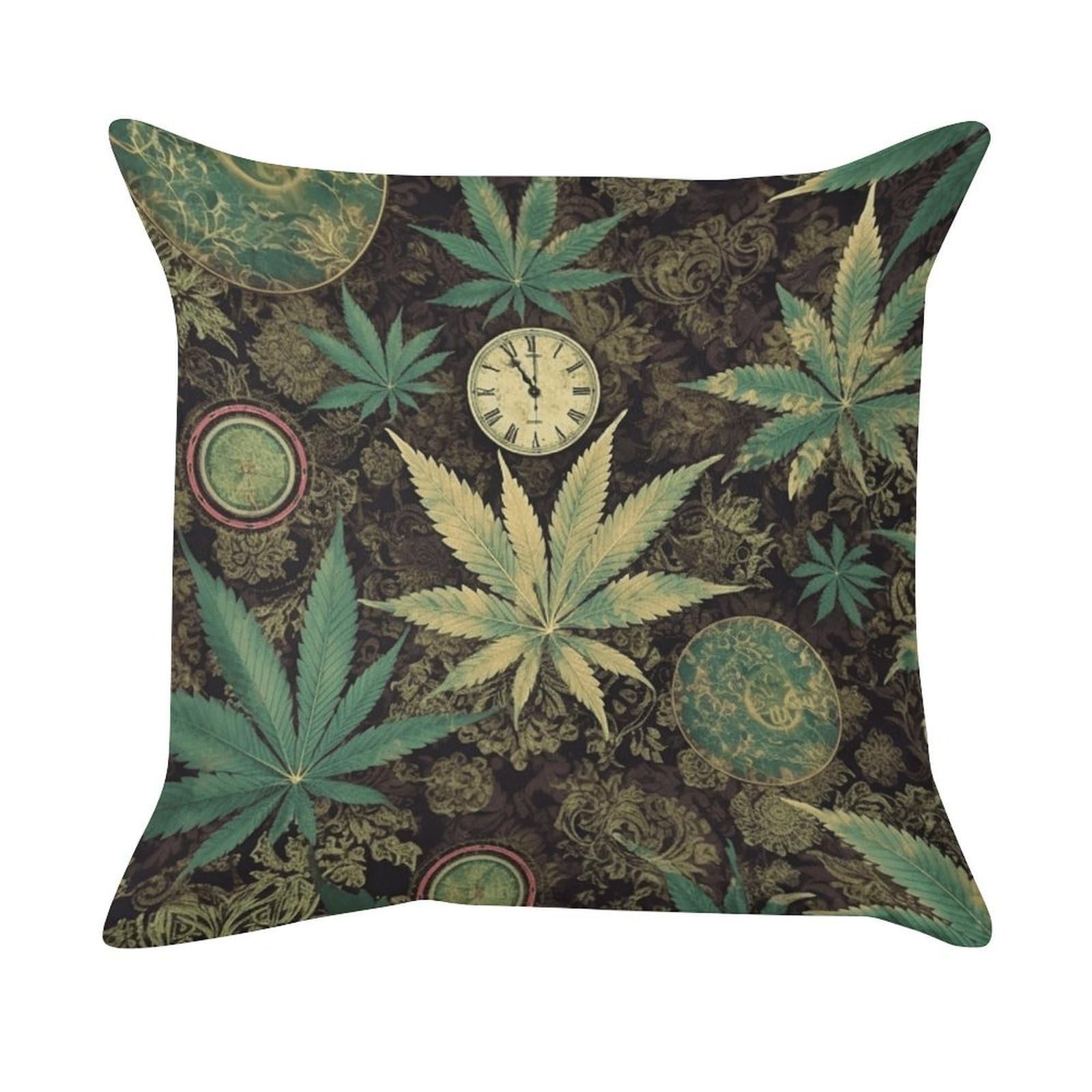 VstaDank A Puff in Time Weed Marijuana Pillow Covers Super Soft Pillow Cases Square Throw Pillowcase Decorative Luxury Cushion Cases Velvet Lumbar Pillow Shells with Zipper for All Seasons