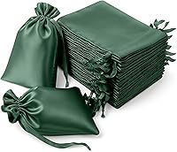 Vista 1 de Efavormart - Paquete de 60 bolsas de satén verde cazador para fiesta de boda, bolsa con cordón para regalo, 6 x 9 pulgadas
