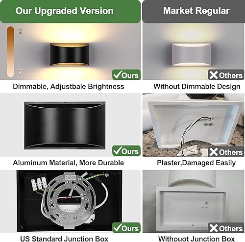 Miniatura 5 de Lightess Moderno juego de 2 apliques de pared regulables para interiores para dormitorio, pasillo, sala de estar, 3000 K, blanco cálido