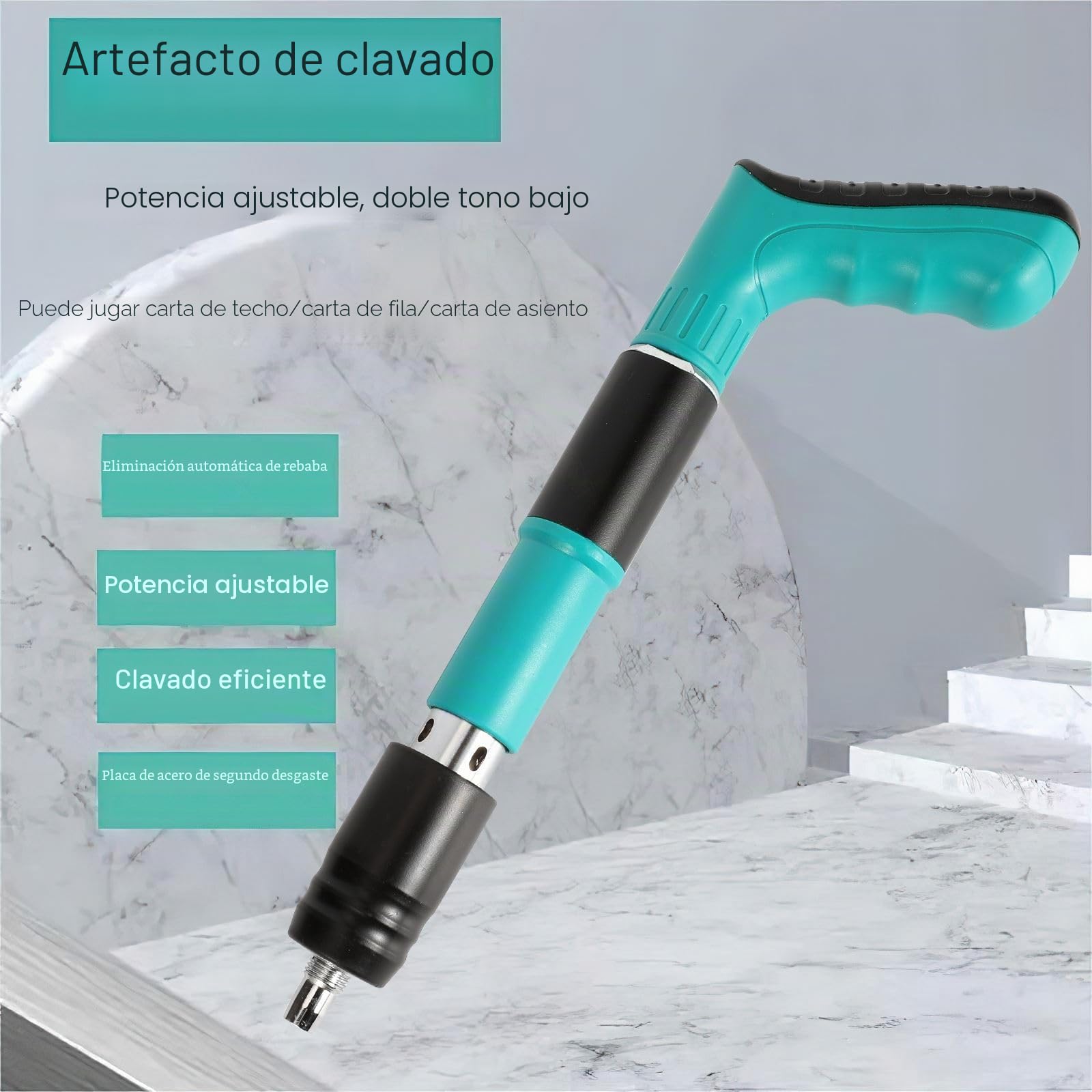 Herramienta de pistola de uñas, de acero, pistola de clavos de acero, pistola de remache, pistola neumática para acero y hormigón, silenciador, 5 velocidades, herramienta de fijación de pared para