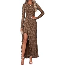 MEROKEETY Womens Fall Wedding Guest Dress Formal Long Sleeve Maxi Dresses