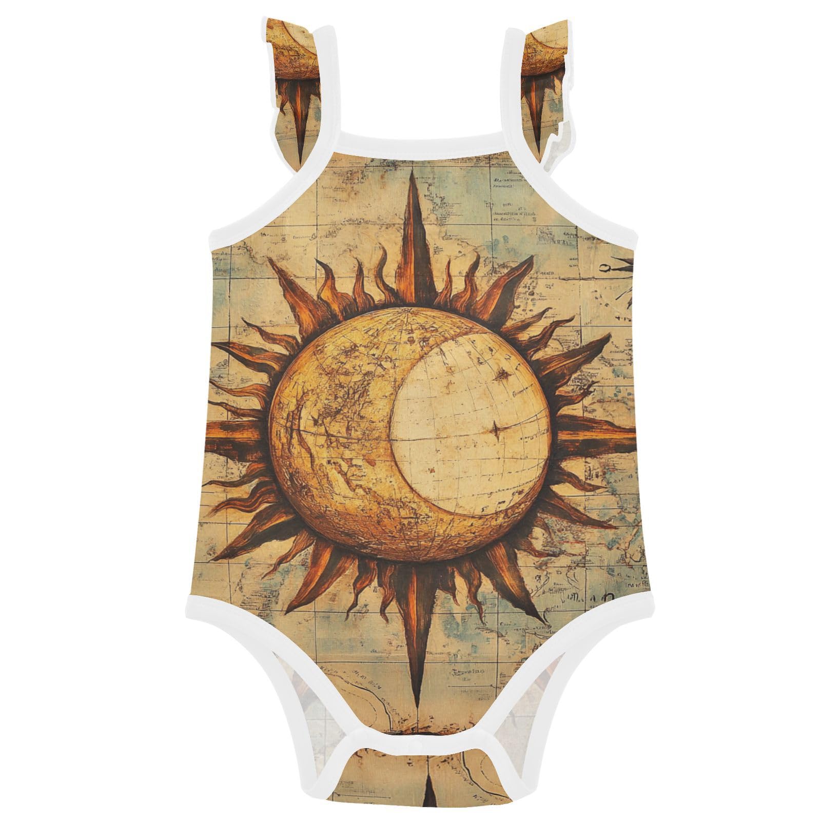 Baby Cotton Infant Bodyshirts Soft Comfort Baby Girl Undershirts 3M Bohemian Retro Moon and Sun