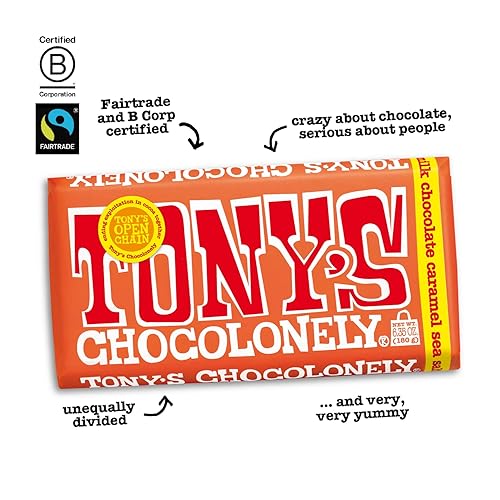Miniatura 4 de Tonys Chocolonely - Barra de chocolate con leche al 32 con caramelo y sal marina sal marina de caramelo con leche 635 onzas paquete de 1