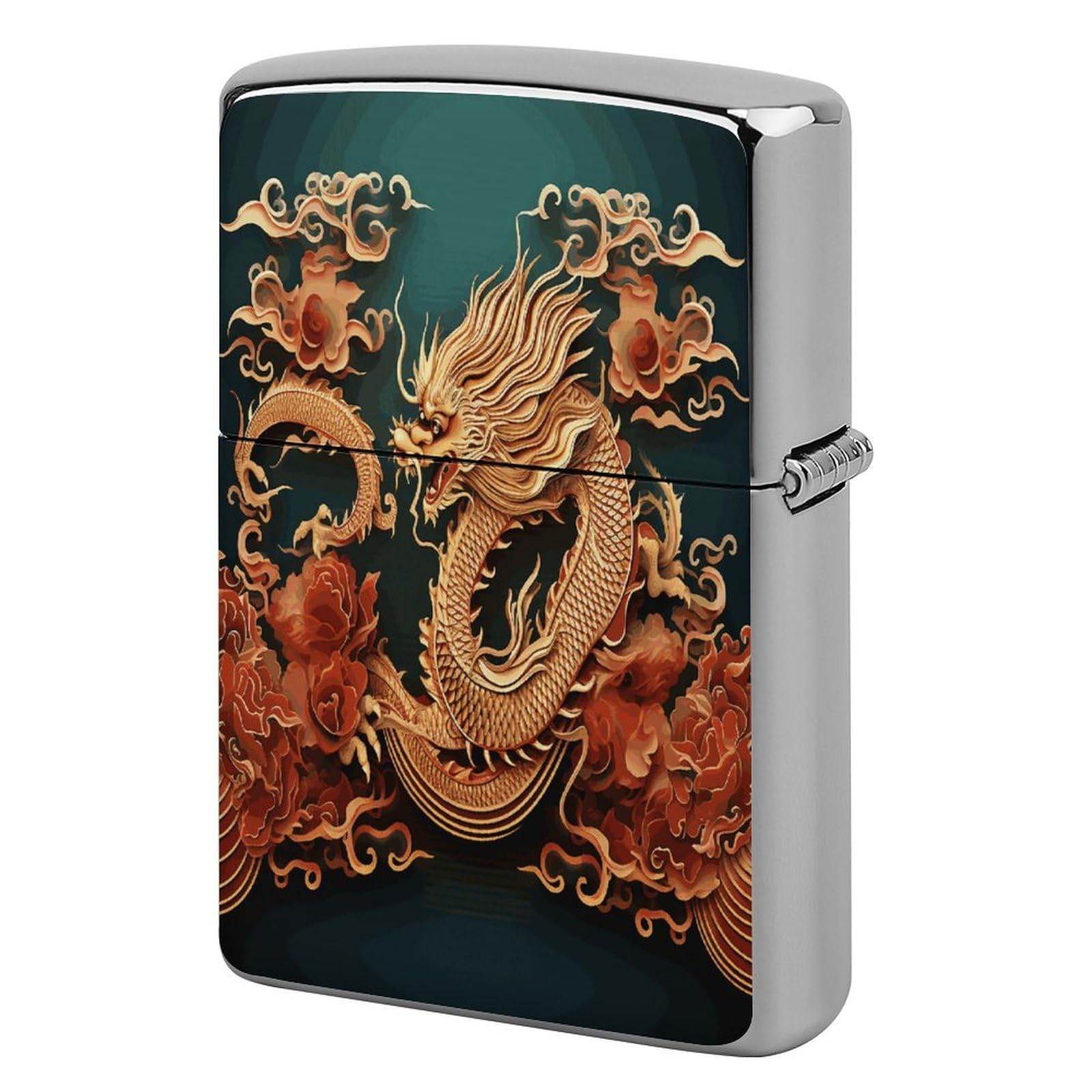 Fodpand Style Dragon Chinese Background Metal Lighter Case Cover Lighter Sleeve
