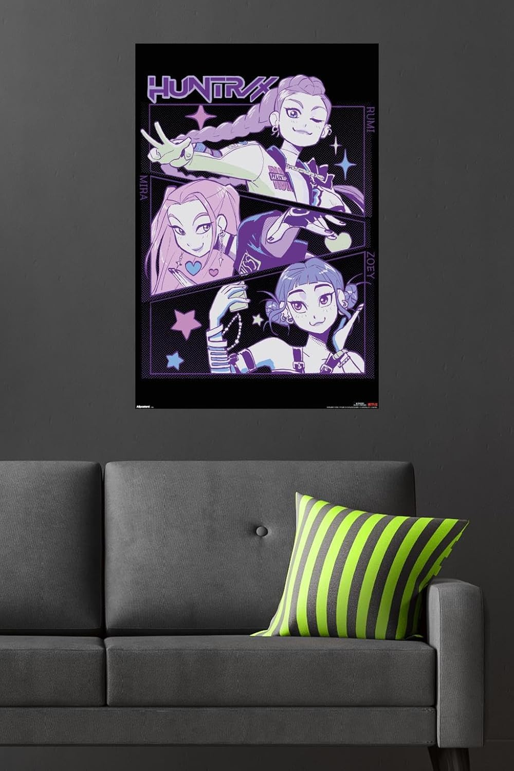 Netflix KPop Demon Hunters (2025) - Huntrix Illustration Wall Poster, 34L" x 22.4W", Premium Unframed Version