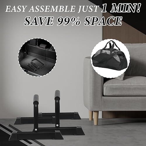 Miniatura 6 de Barras de inmersión, 700 libras, 9 pulgadas de altura, con mango de EVA para el hogar, gimnasio, gimnasia, equipo de calistenia, apartamento, patio,