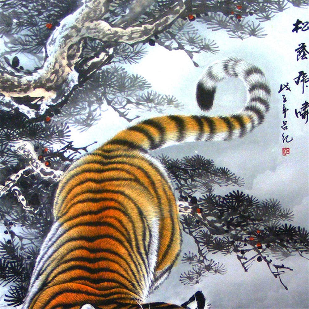 Rollbild, buddhistisches Thangka-Gemälde, Thangka-Brokat, König des Waldes, Tiger-Gemälde, Wohnzimmer-Gemälde und Kalligrafie-Bürodekoration, Seiden-Rollbild-1 (Color : 3) ( Color : 1 ) ( Color : 3 )