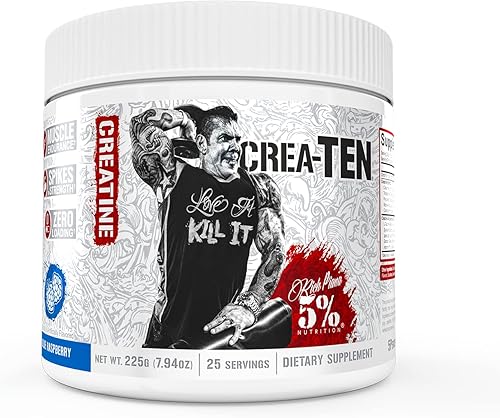 5% Nutrition CreaTEN Creatine Complex + Accelerators Creatina en polvo saborizada para ganancia muscular Máxima potencia, fuerza, resistencia y