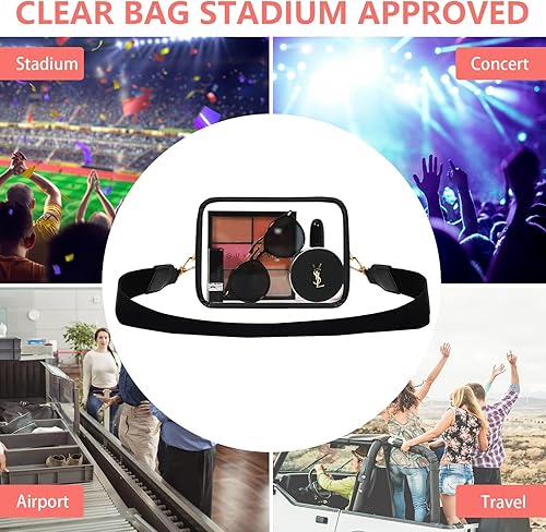 Miniatura 7 de Goopreen Bolsa transparente aprobada para estadios  Bolsa cruzada transparente con correa de hombro ajustable, para conciertos, festivales, eventos