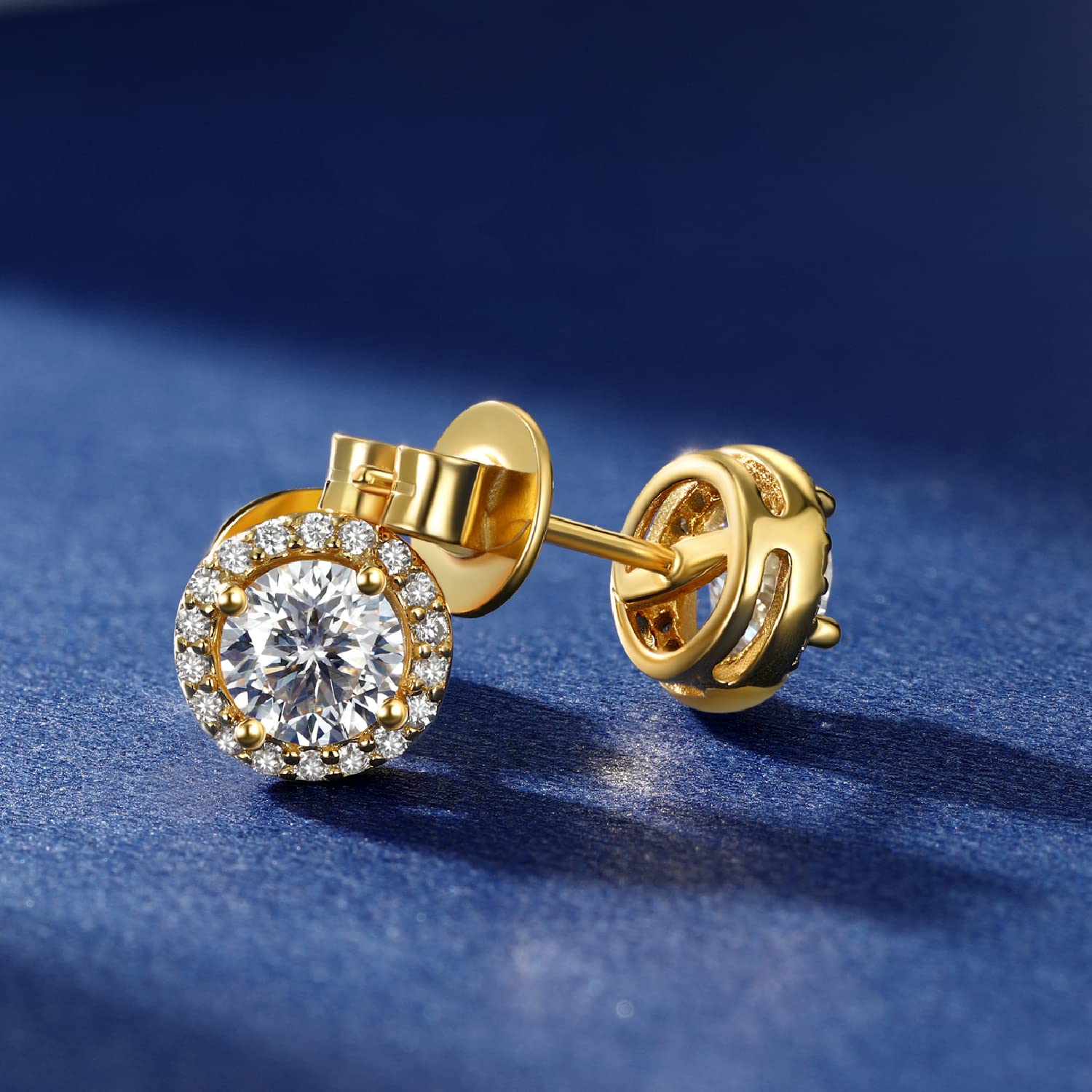 MomentWish Moissanita Pendientes Plata/Oro Mujer, 1-2 Quilates Moissanite Diamante Plata de Ley 925 Pendiente Hombre Hipoalergénico Regalo para Mujeres 5/6.5mm