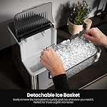 Kismile Nugget Machine à glace portable avec glace écrasée, 35lbs/Day,Auto-nettoyage, opération d'un clic pour usage domestique (argent)