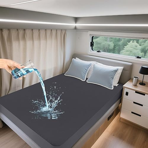 Miniatura 14 de Protector de colchón Full, funda de colchón impermeable con cubierta de cama con bolsillo profundo de 18", estilo sábana bajera, sin ruido,
