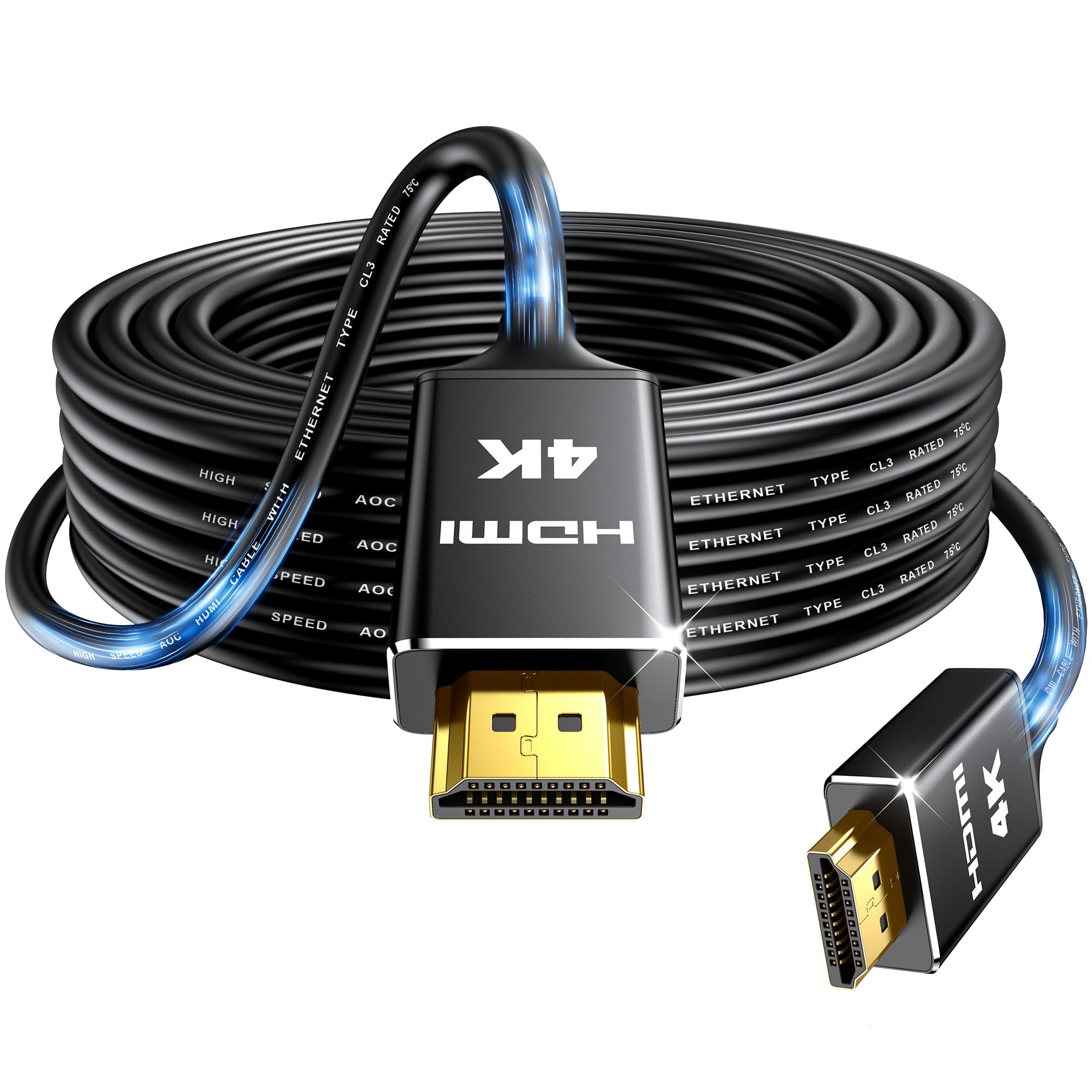 Highwings4K Long HDMI Cable 10M | in-Wall CL3 Rated HDMI Cable 2.0 | Support HDR10 8/10bit 18Gbps HDCP2.2 ARC | High Speed HD Shielded Cord | Compatible with Laptop, PC, HDTV, Projector