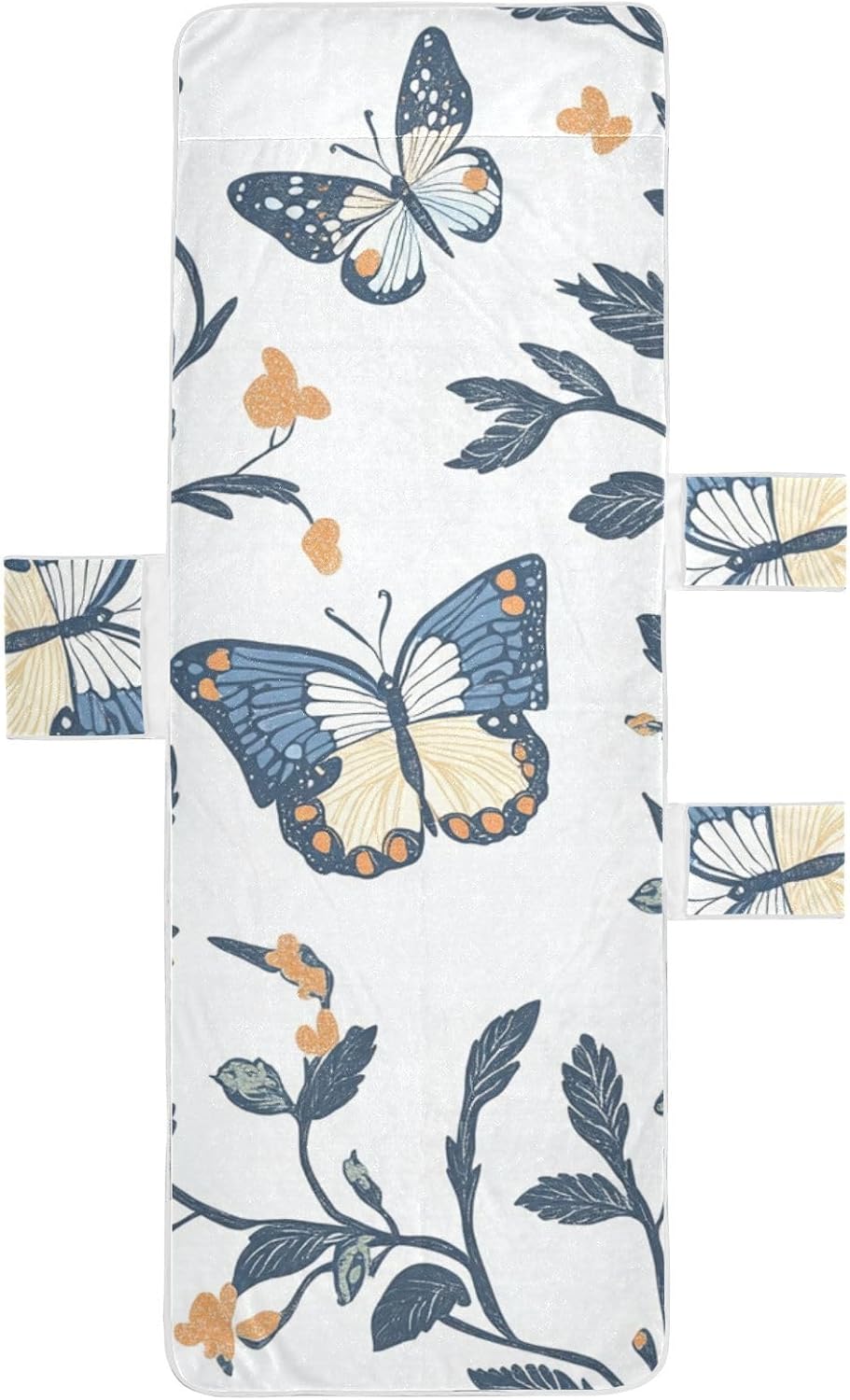 Navy Blueb Butterfly Branch Patio Lounge Chair Covers Waterproof Outdoor Lounge Chaise Cover with Pockets for Pool Sunbathing Beach Garden, 85" X 30"