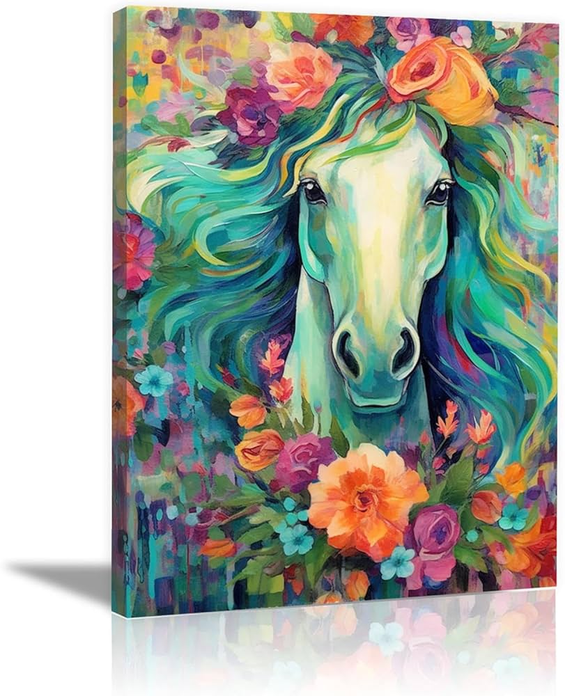 絵画アクリル絵額縁キャンバス馬