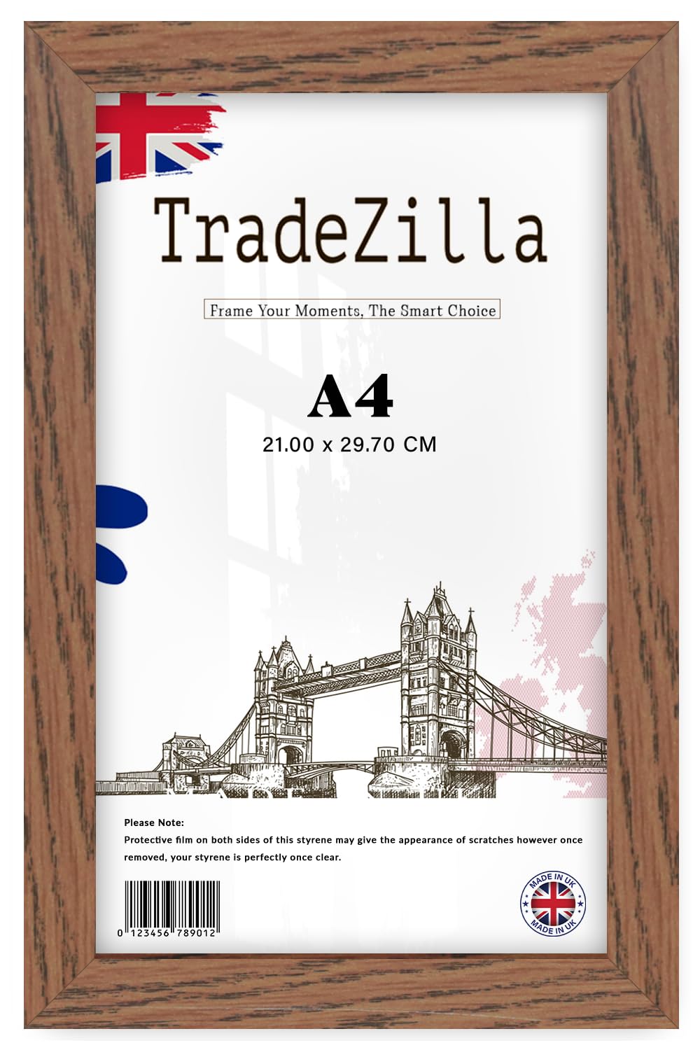 Tradezilla Dark Oak A4 Poster Frame (21.00 X 29.70 Cm) – Premium Wooden Picture Frame For Photos, Certificates, Artwork, Documents & Prints | Rustic Mdf Frame For Wall Display & Home Décor (Dark Oak)