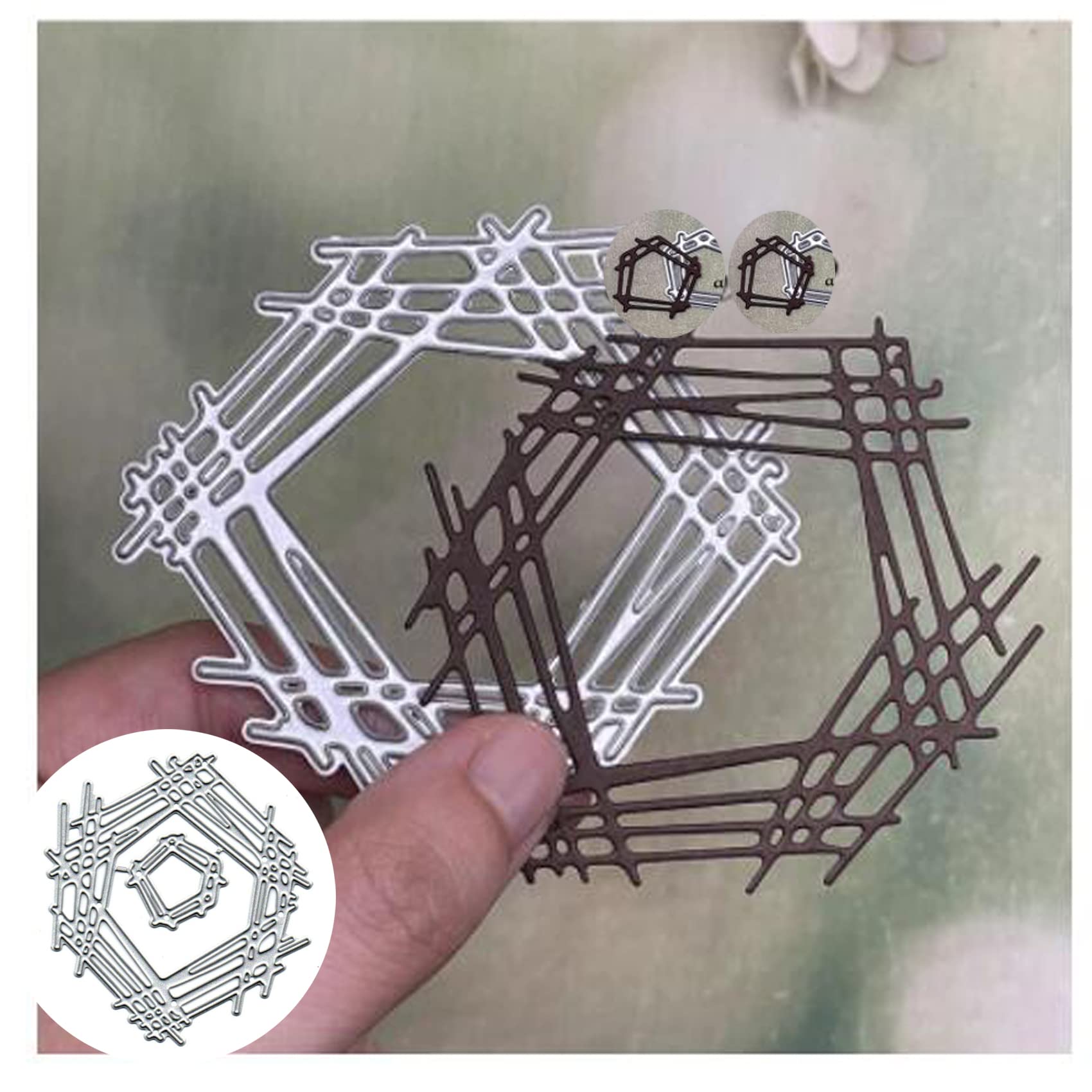 Irregular Woven Frame Metal Die Cuts ,Rectangle Net Frame Square Card Cutting Dies Cut Stencils DIY Scrapbooking Album Decorative Embossing Paper Card Art Craft Card Making