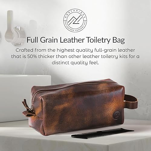 Miniatura 2 de Neceser de cuero auténtico de primera calidad, Marrón, Cremallera única