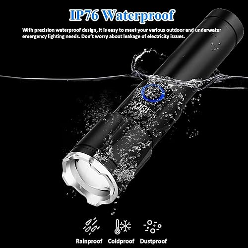 Miniatura 6 de Linternas magnéticas recargables de alto lúmenes, 990.000 L de lúmenes altos, luz LED táctica súper brillante con 5 modos, USB C, haz zoomable,