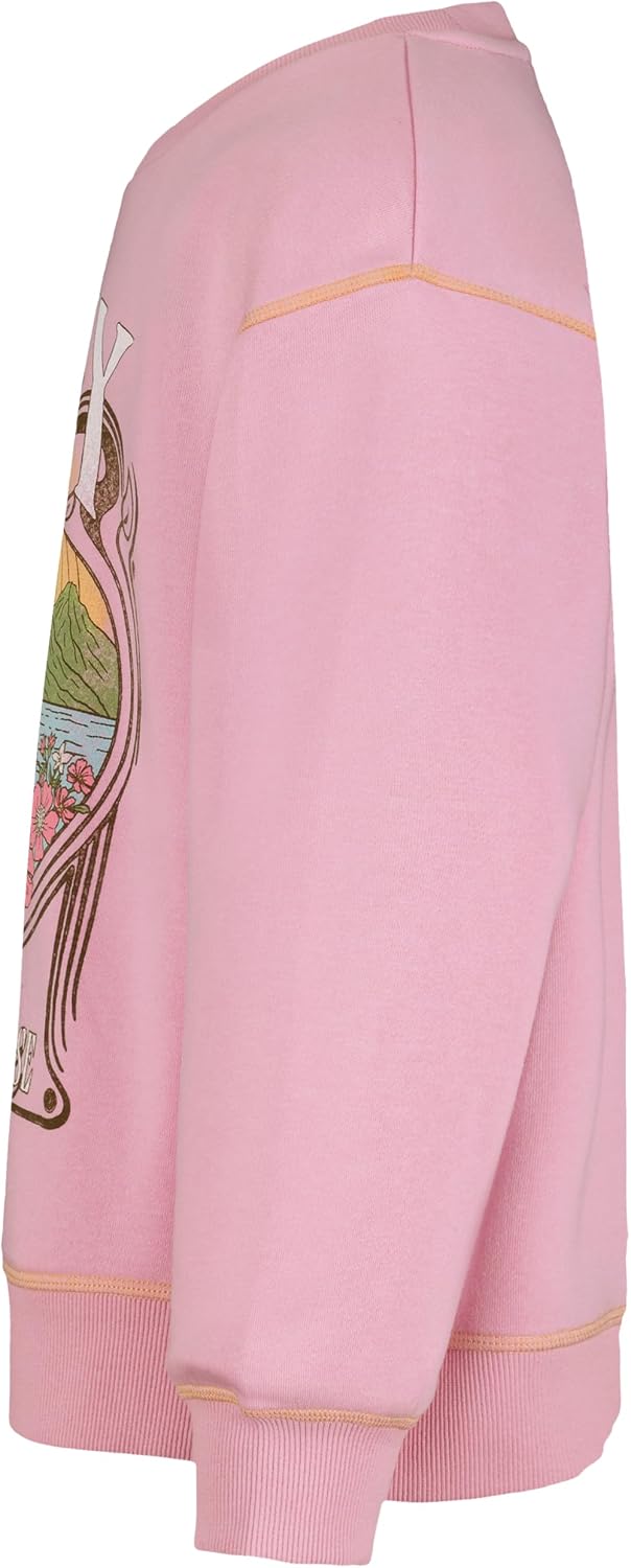 Roxy Girls' Oversized Fit Graphic Fleece Crewneck Sweatshirt image 2