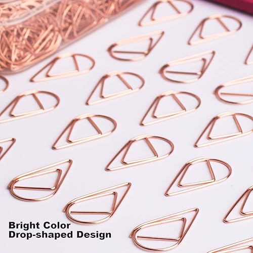 Miniatura 7 de VENCINK - 70 clips de papel dorados grandes, de acero inoxidable liso en forma de gota, clips de alambre para suministros de oficina, bodas,