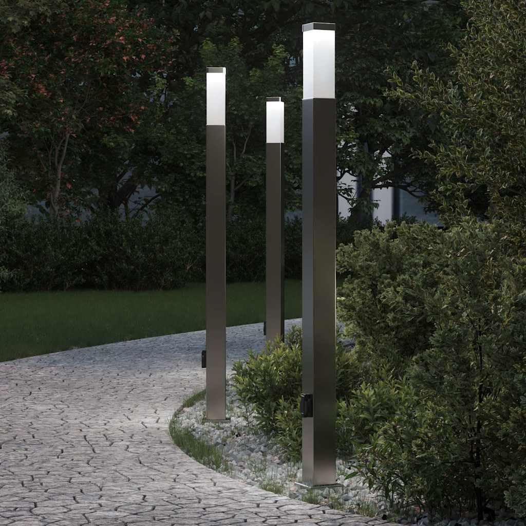 Zewnętrzne lampy ostrzegawcze z gniazdkiem elektrycznym, 3 sztuki, 110 cm