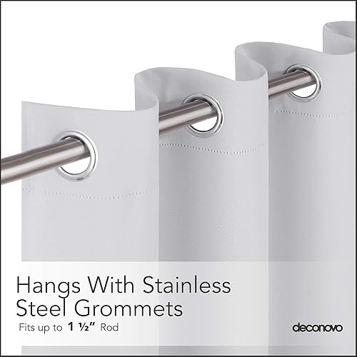 Miniatura 5 de Deconovo Cortinas divisoras de habitación para oficina (8.3 pies de ancho x 8 pies de alto, 1 panel, blanco grisáceo) cortinas insonorizadas para